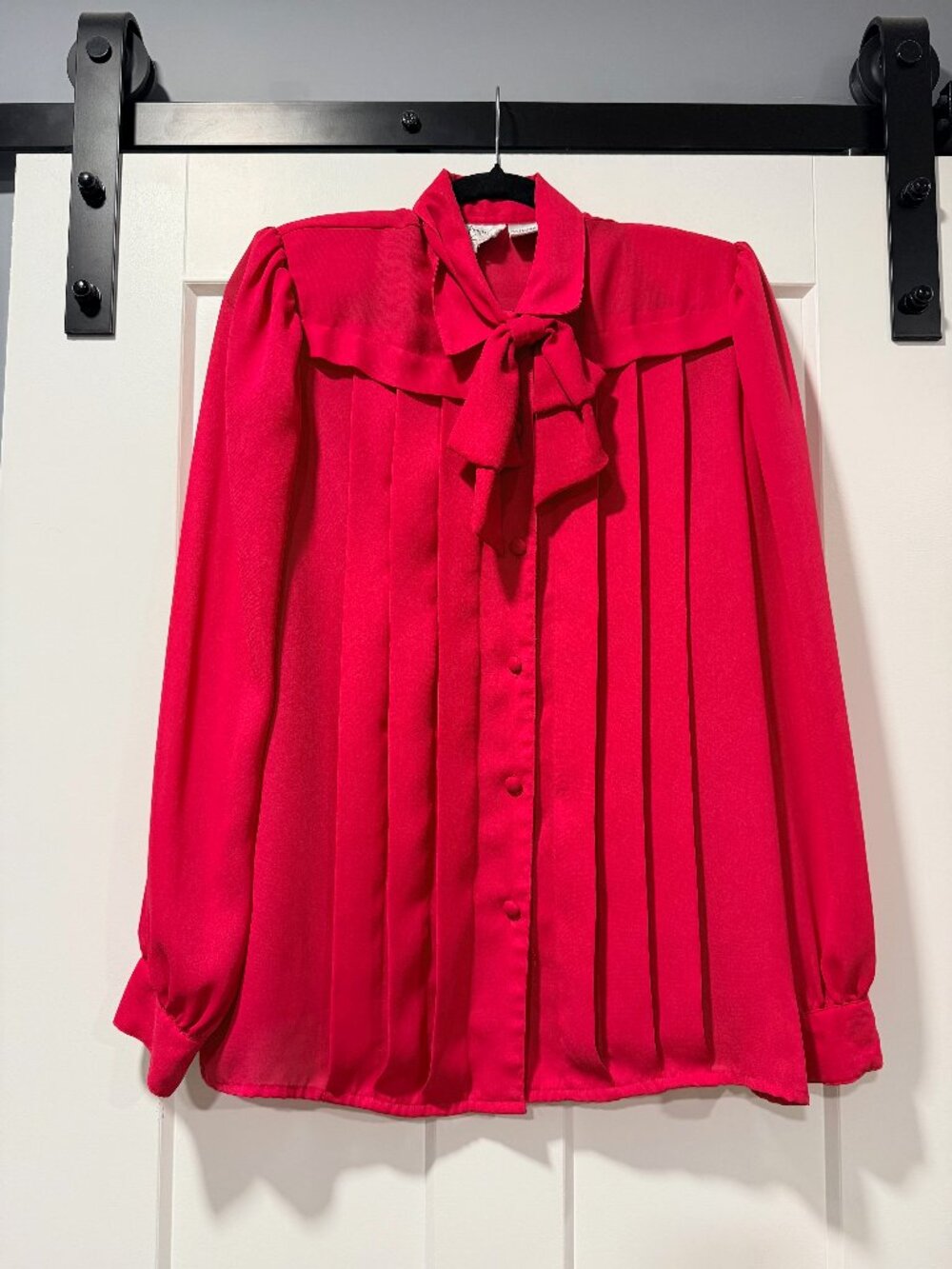 Vintage Westbound Dark Pink Pleated Polyester Dressy Blouse Ladies Size 14